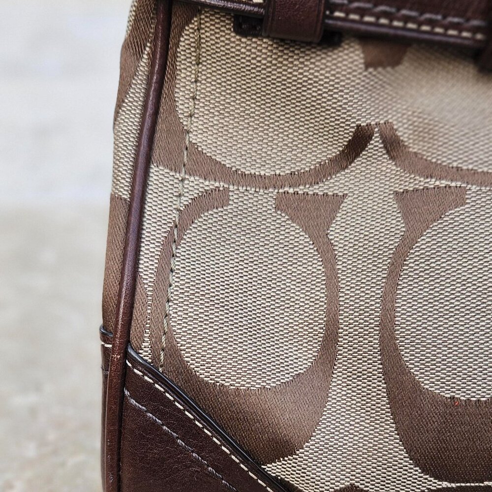 Coach Signature Canvas Satchel/Bag Leopard/Brown, Leather Horsebit Hardware - Picture 11 of 17